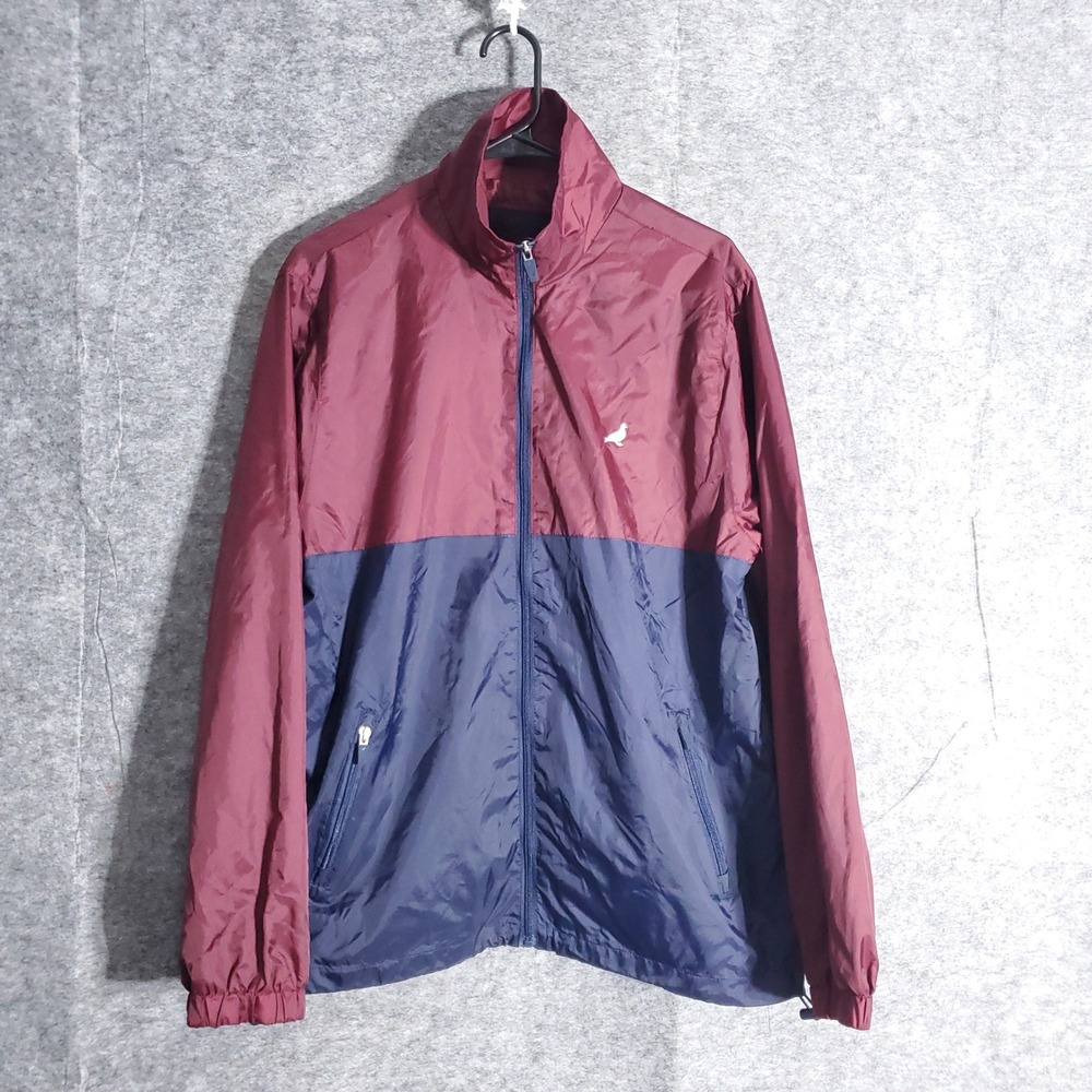 Staple Pigeon Windbreaker Jacket Mens M Burgundy Navy Colorblock RainJacket Logo